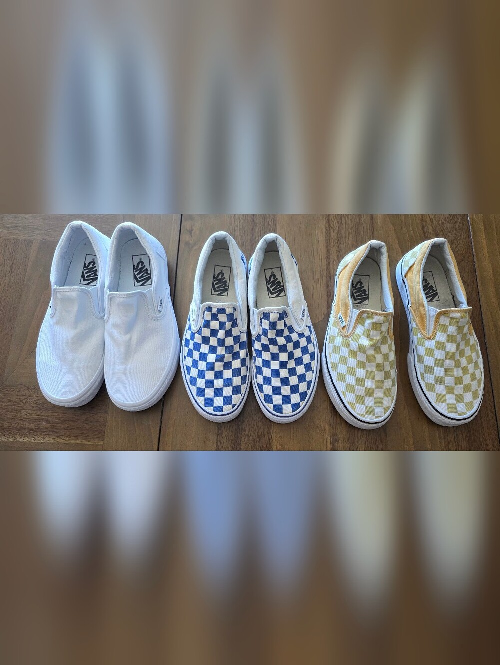 VANS Classic Check Slip-On Shoes Sz 7.5 Womens / 6 Mens Set 3 Low Top Sneakers